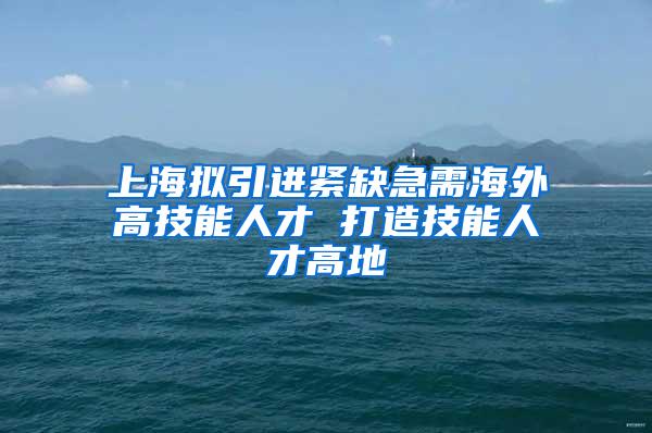 上海拟引进紧缺急需海外高技能人才 打造技能人才高地