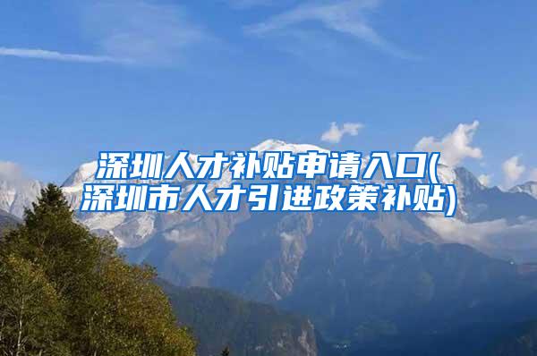 深圳人才补贴申请入口(深圳市人才引进政策补贴)