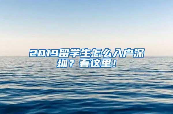 2019留学生怎么入户深圳？看这里！