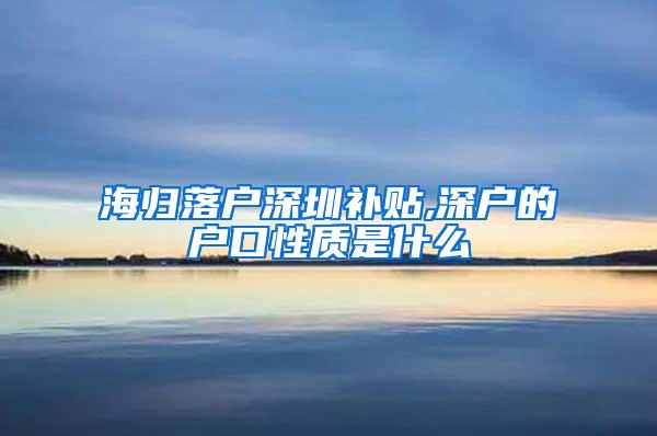 海归落户深圳补贴,深户的户口性质是什么