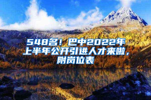 548名！巴中2022年上半年公开引进人才来啦，附岗位表