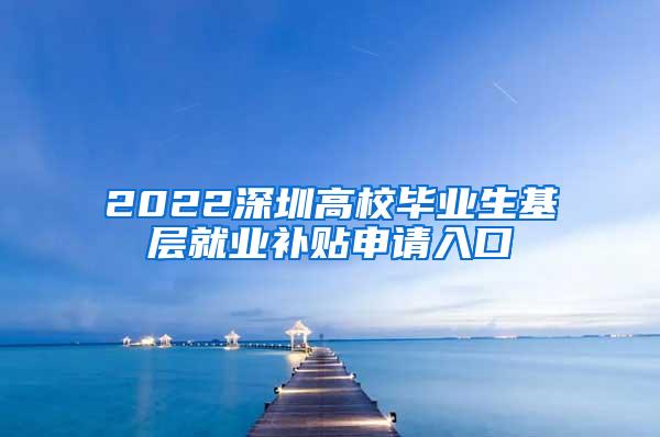 2022深圳高校毕业生基层就业补贴申请入口