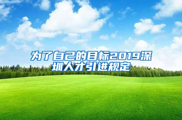 为了自己的目标2019深圳人才引进规定