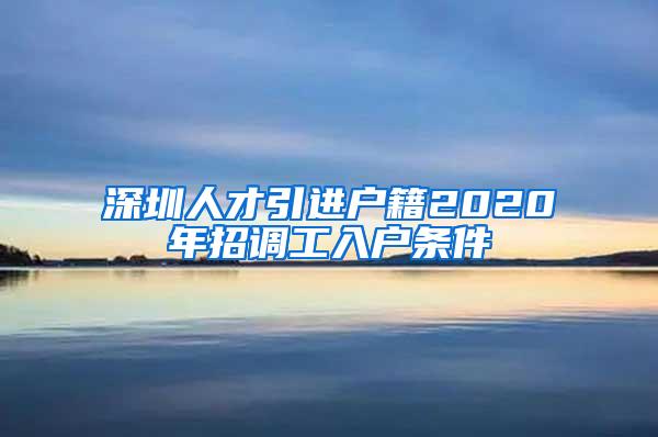 深圳人才引进户籍2020年招调工入户条件