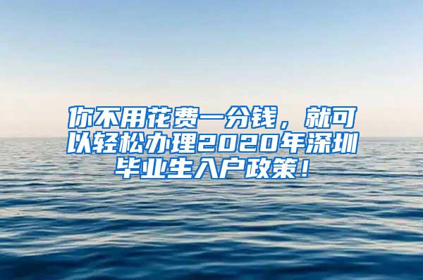 你不用花费一分钱，就可以轻松办理2020年深圳毕业生入户政策！