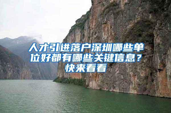 人才引进落户深圳哪些单位好都有哪些关键信息？快来看看