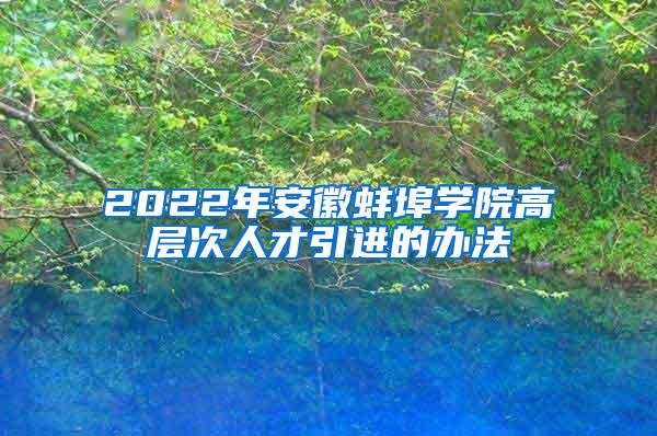 2022年安徽蚌埠学院高层次人才引进的办法