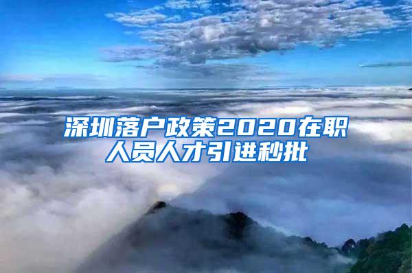 深圳落户政策2020在职人员人才引进秒批