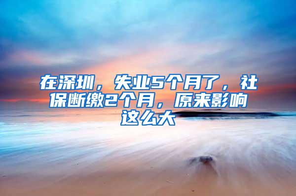 在深圳，失业5个月了，社保断缴2个月，原来影响这么大