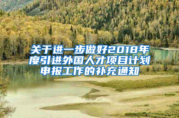 关于进一步做好2018年度引进外国人才项目计划申报工作的补充通知