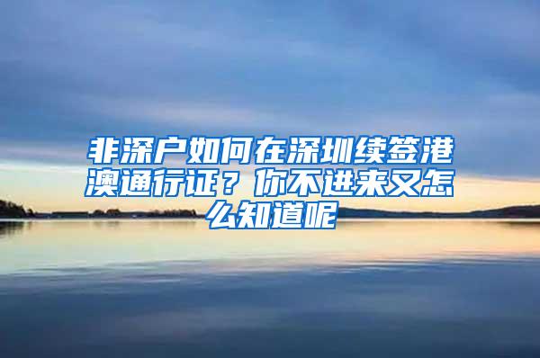 非深户如何在深圳续签港澳通行证？你不进来又怎么知道呢