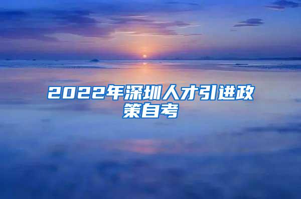 2022年深圳人才引进政策自考