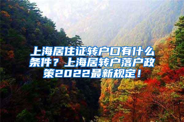 上海居住证转户口有什么条件？上海居转户落户政策2022最新规定！