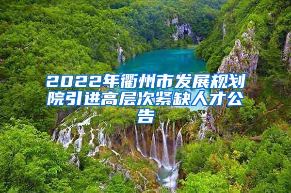 2022年衢州市发展规划院引进高层次紧缺人才公告