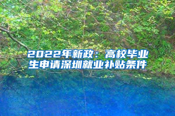 2022年新政：高校毕业生申请深圳就业补贴条件