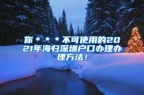 你＊＊＊不可使用的2021年海归深圳户口办理办理方法！