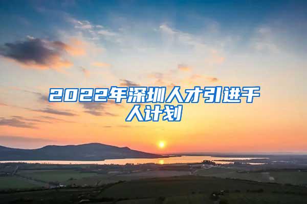 2022年深圳人才引进千人计划