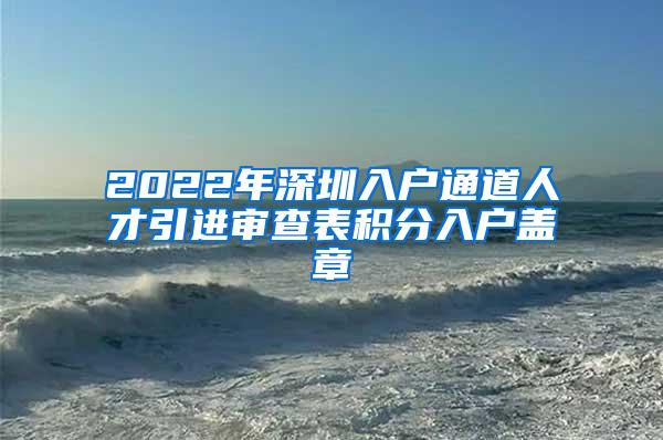 2022年深圳入户通道人才引进审查表积分入户盖章