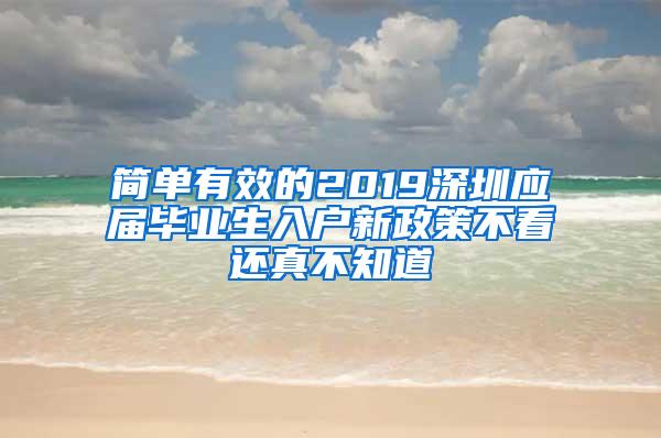 简单有效的2019深圳应届毕业生入户新政策不看还真不知道