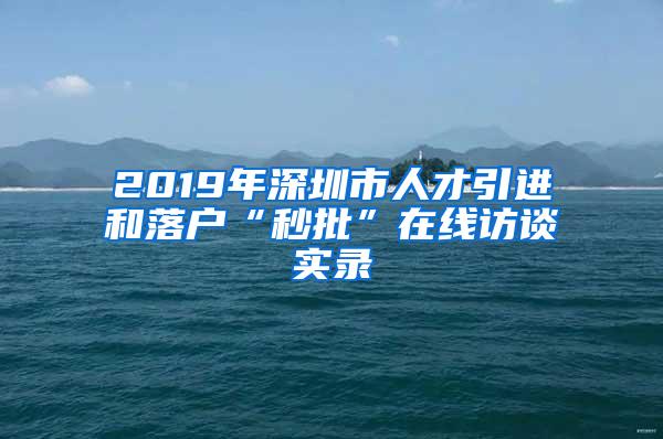 2019年深圳市人才引进和落户“秒批”在线访谈实录