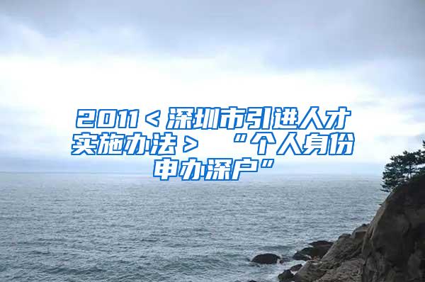 2011＜深圳市引进人才实施办法＞ “个人身份申办深户”