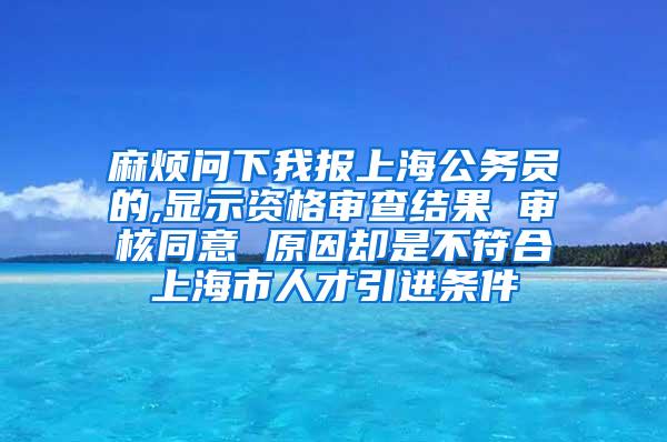 麻烦问下我报上海公务员的,显示资格审查结果 审核同意 原因却是不符合上海市人才引进条件