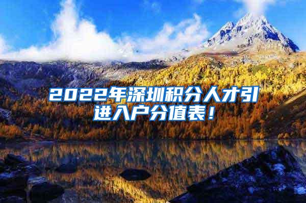 2022年深圳积分人才引进入户分值表！