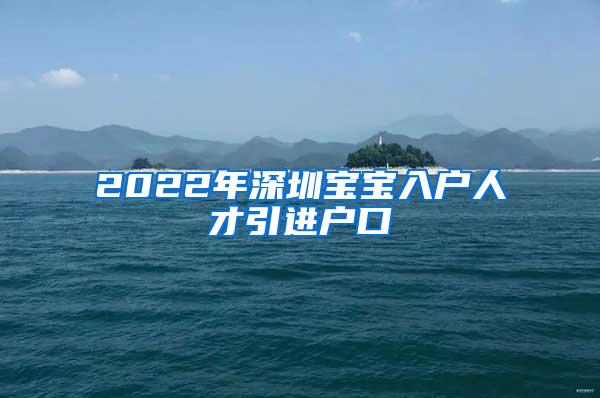 2022年深圳宝宝入户人才引进户口