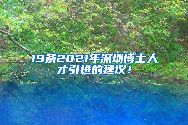 19条2021年深圳博士人才引进的建议！