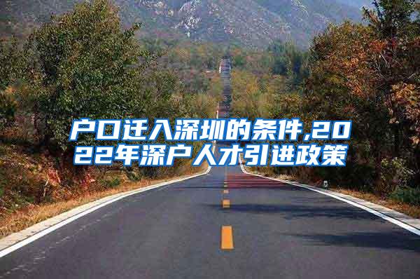 户口迁入深圳的条件,2022年深户人才引进政策