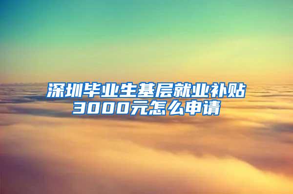 深圳毕业生基层就业补贴3000元怎么申请