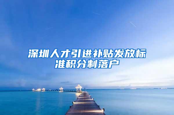 深圳人才引进补贴发放标准积分制落户