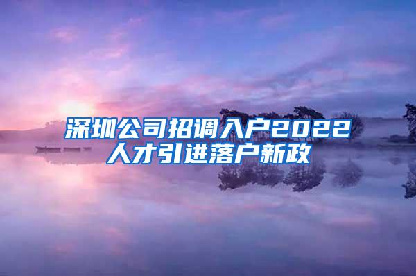 深圳公司招调入户2022人才引进落户新政