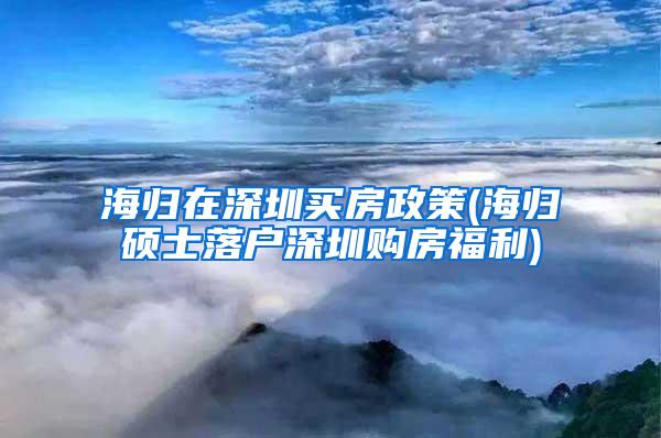 海归在深圳买房政策(海归硕士落户深圳购房福利)