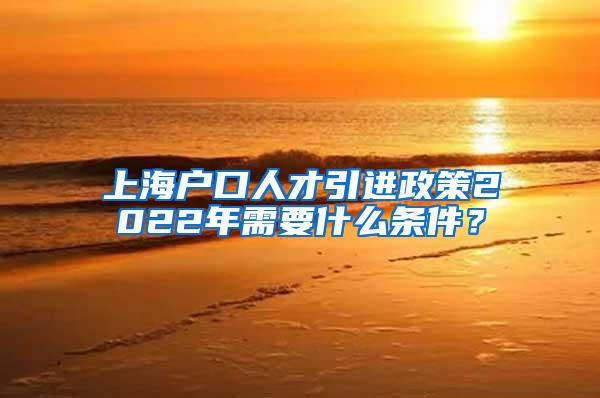 上海户口人才引进政策2022年需要什么条件？