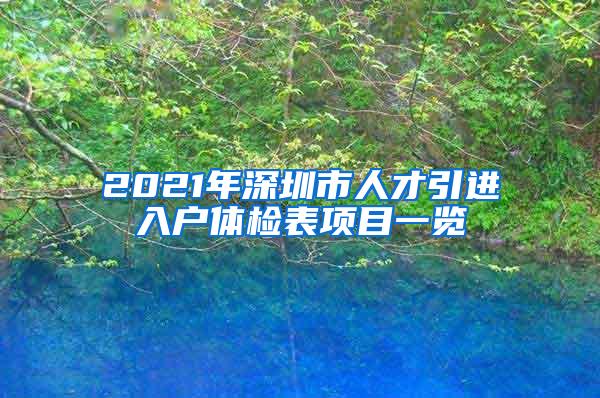 2021年深圳市人才引进入户体检表项目一览