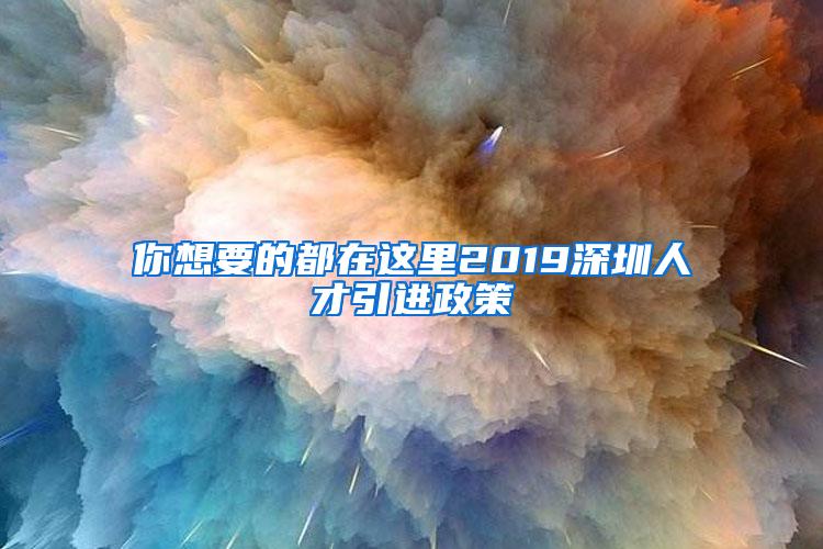 你想要的都在这里2019深圳人才引进政策