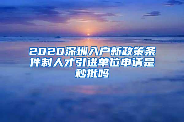 2020深圳入户新政策条件制人才引进单位申请是秒批吗