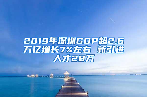 2019年深圳GDP超2.6万亿增长7%左右 新引进人才28万