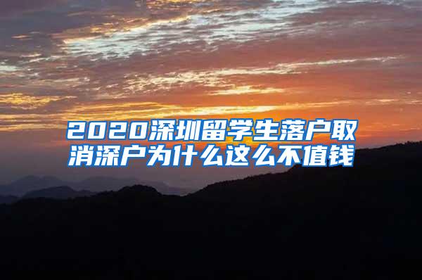 2020深圳留学生落户取消深户为什么这么不值钱