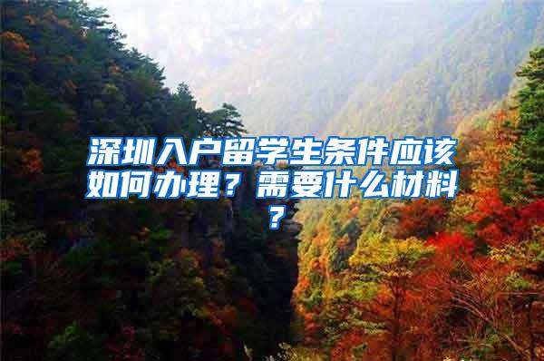 深圳入户留学生条件应该如何办理？需要什么材料？