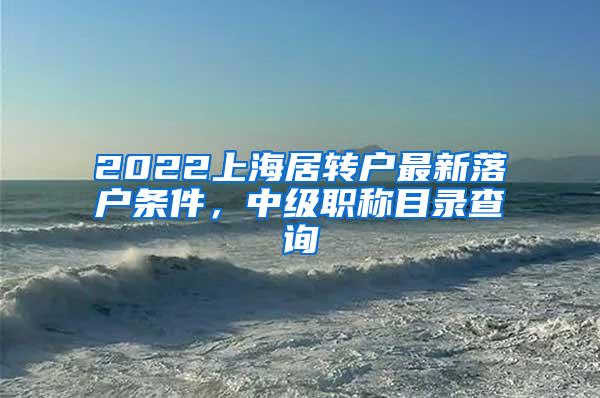 2022上海居转户最新落户条件，中级职称目录查询