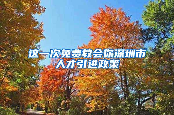 这一次免费教会你深圳市人才引进政策