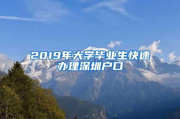 2019年大学毕业生快速办理深圳户口