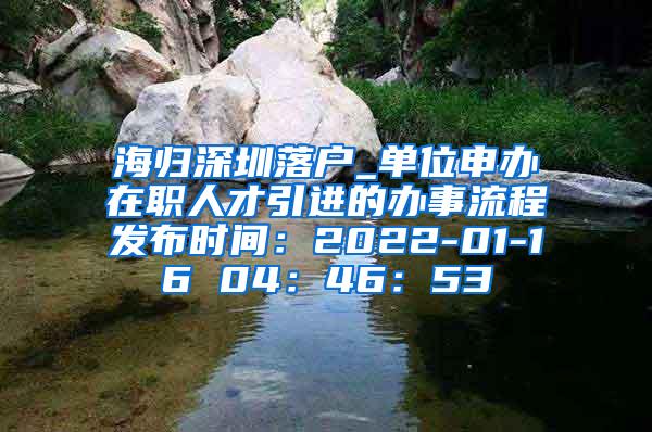 海归深圳落户_单位申办在职人才引进的办事流程发布时间：2022-01-16 04：46：53