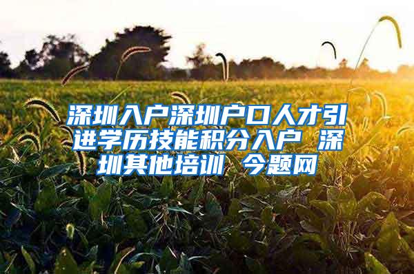 深圳入户深圳户口人才引进学历技能积分入户 深圳其他培训 今题网