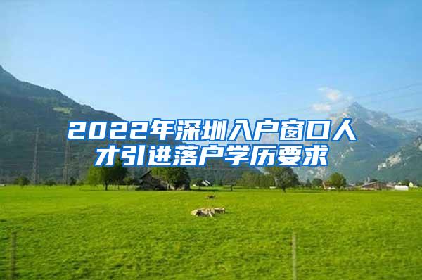 2022年深圳入户窗口人才引进落户学历要求