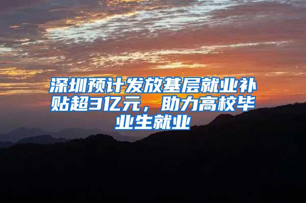 深圳预计发放基层就业补贴超3亿元，助力高校毕业生就业