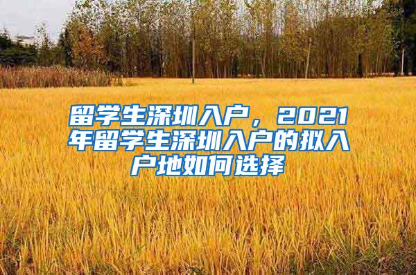 留学生深圳入户，2021年留学生深圳入户的拟入户地如何选择