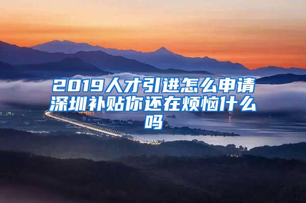 2019人才引进怎么申请深圳补贴你还在烦恼什么吗